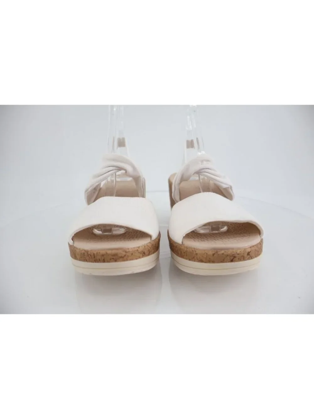 Bzees Women Remix Sandal Size 11 Wedge Heel Slip On WhiteTextile Casual Comfy